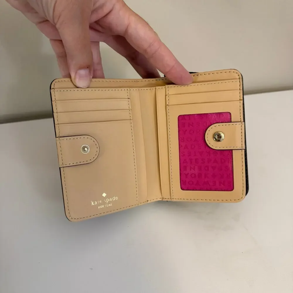 Kate Spade New York Wellesley Cara Leather Wallet Black Bifold Coin Cards Purse